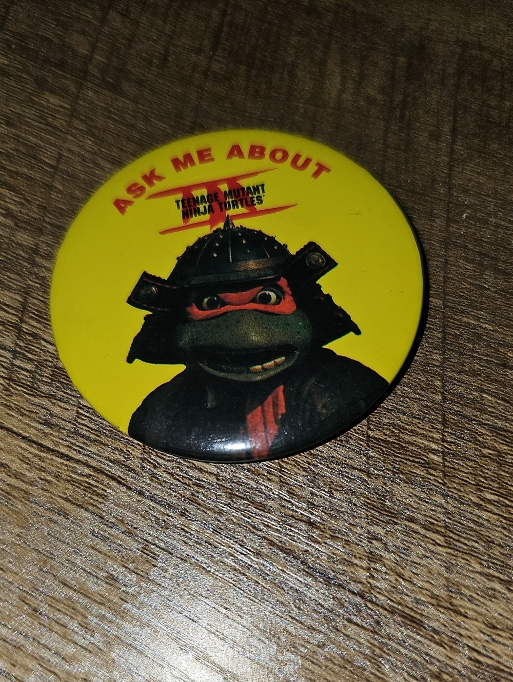 VTG 🐢🍕Teenage Mutant Ninja Turtles "Ask Me About..." Pin Pinback Button